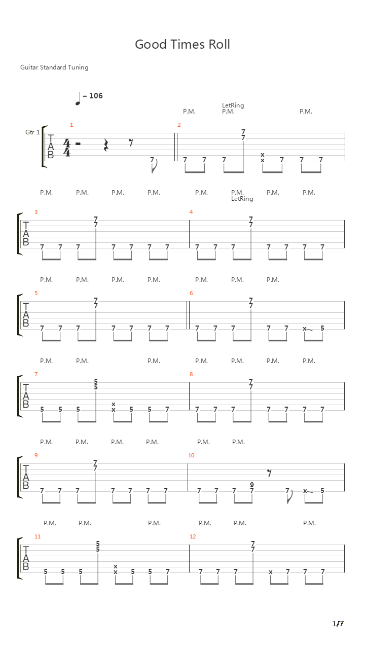 Good Times Roll吉他谱