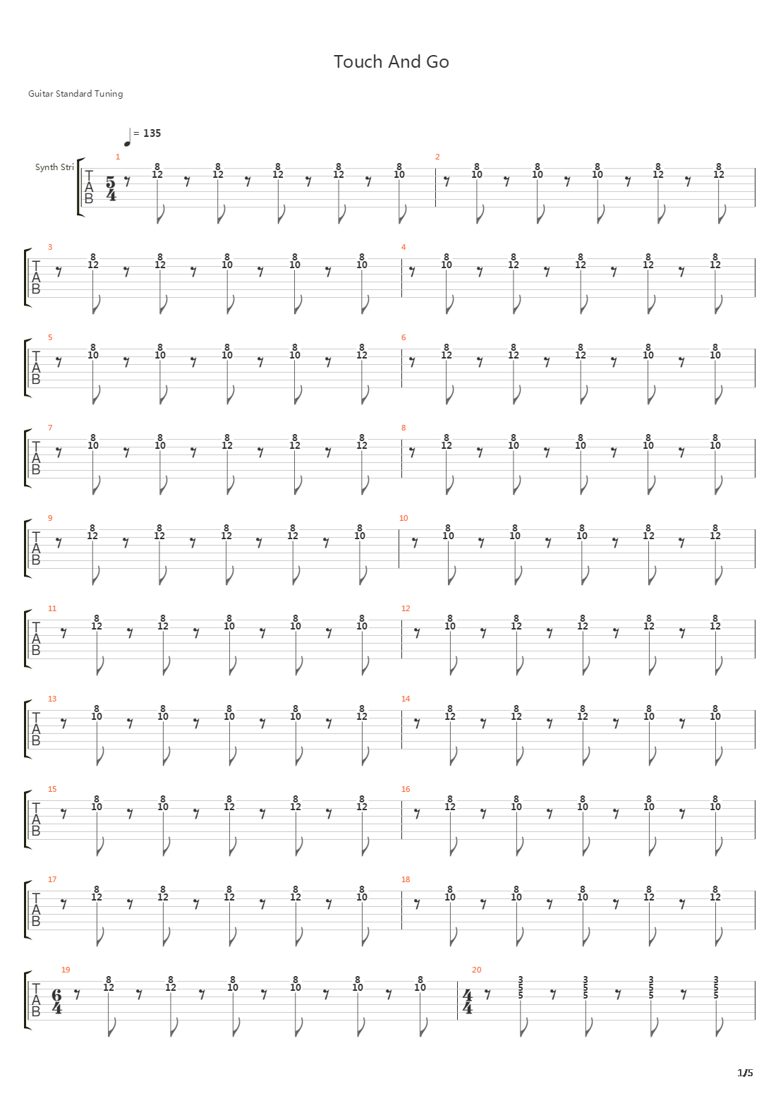 Touch And Go吉他谱