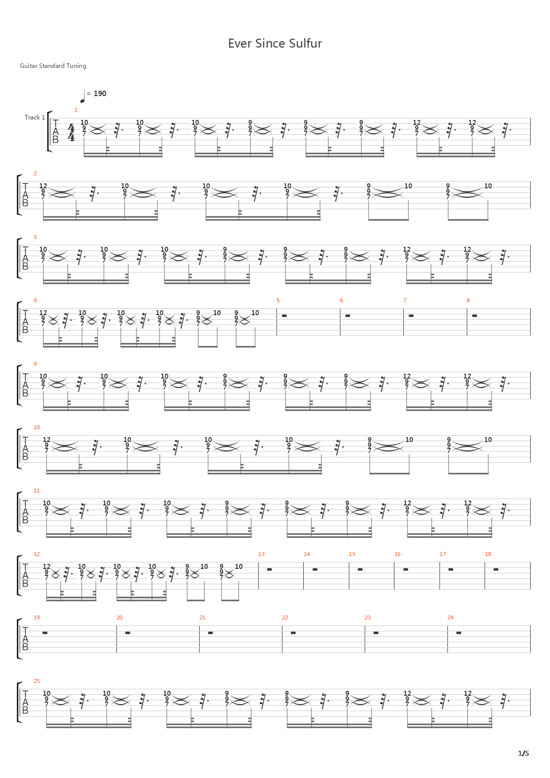Ever Since Sulfur吉他谱