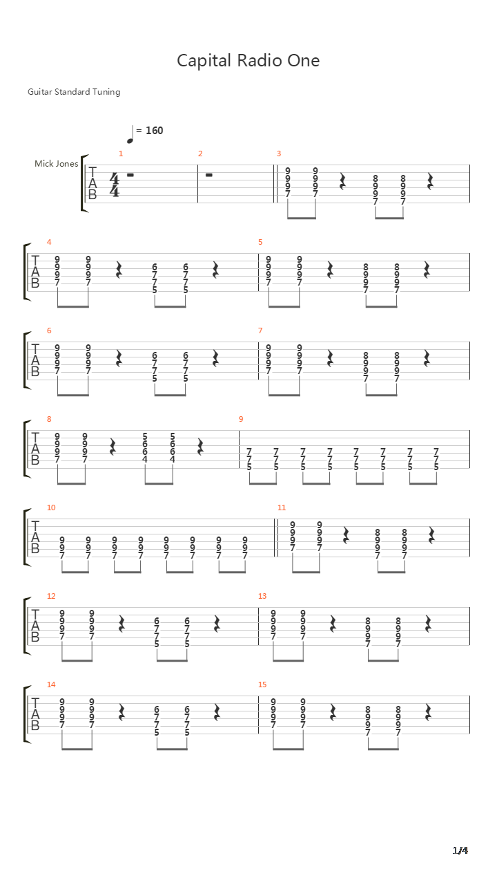 Capital Radio One吉他谱