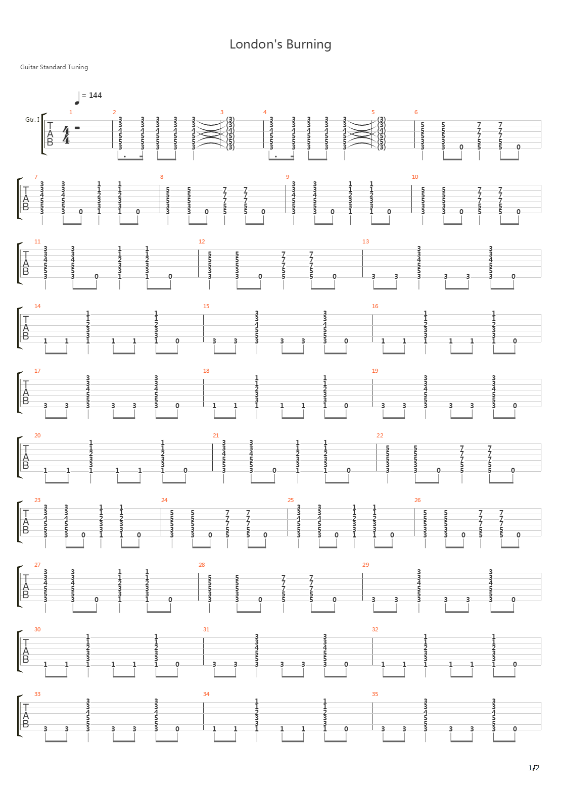 London's Burning吉他谱