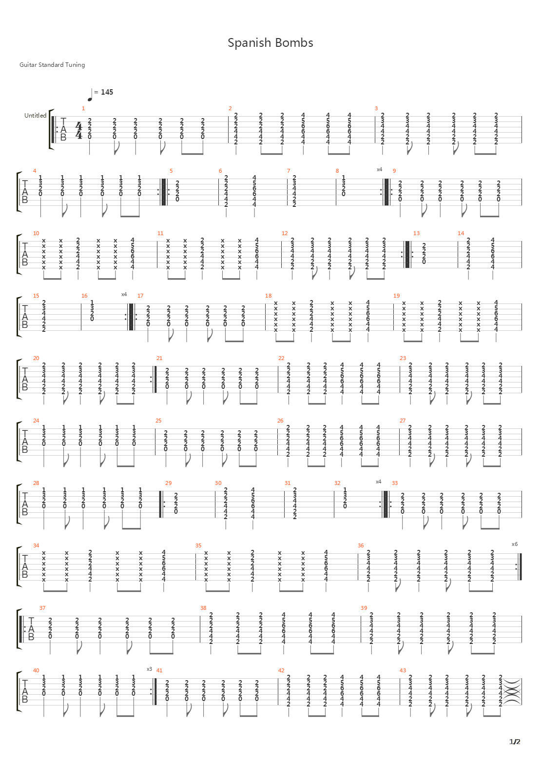 Spanish Bombs吉他谱