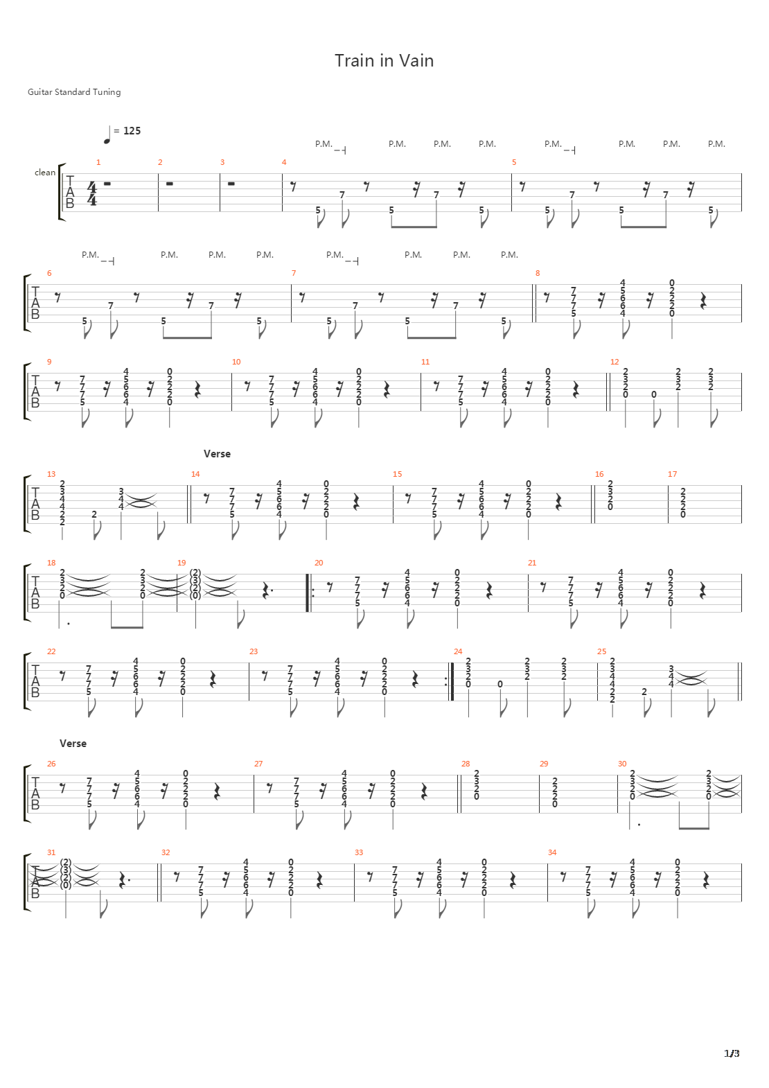 Train In Vain吉他谱