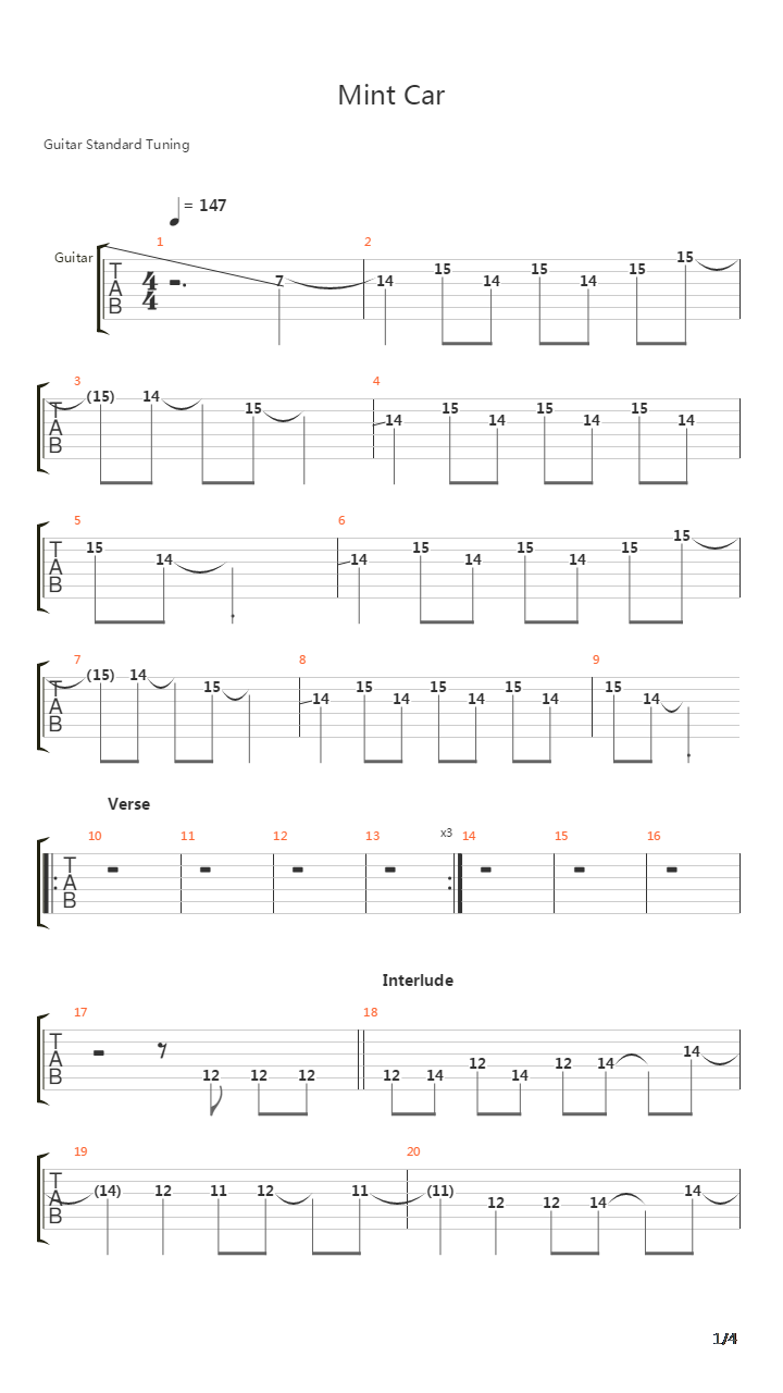 Mint Car吉他谱