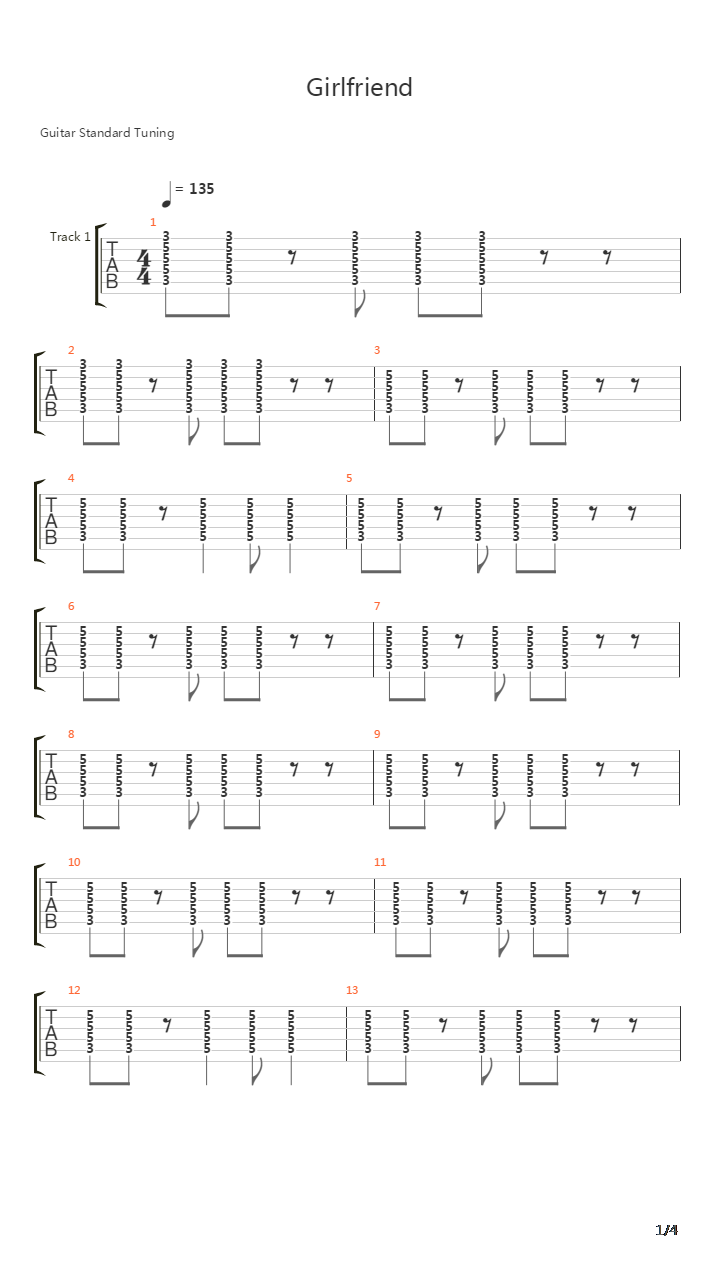 Girlfriend吉他谱