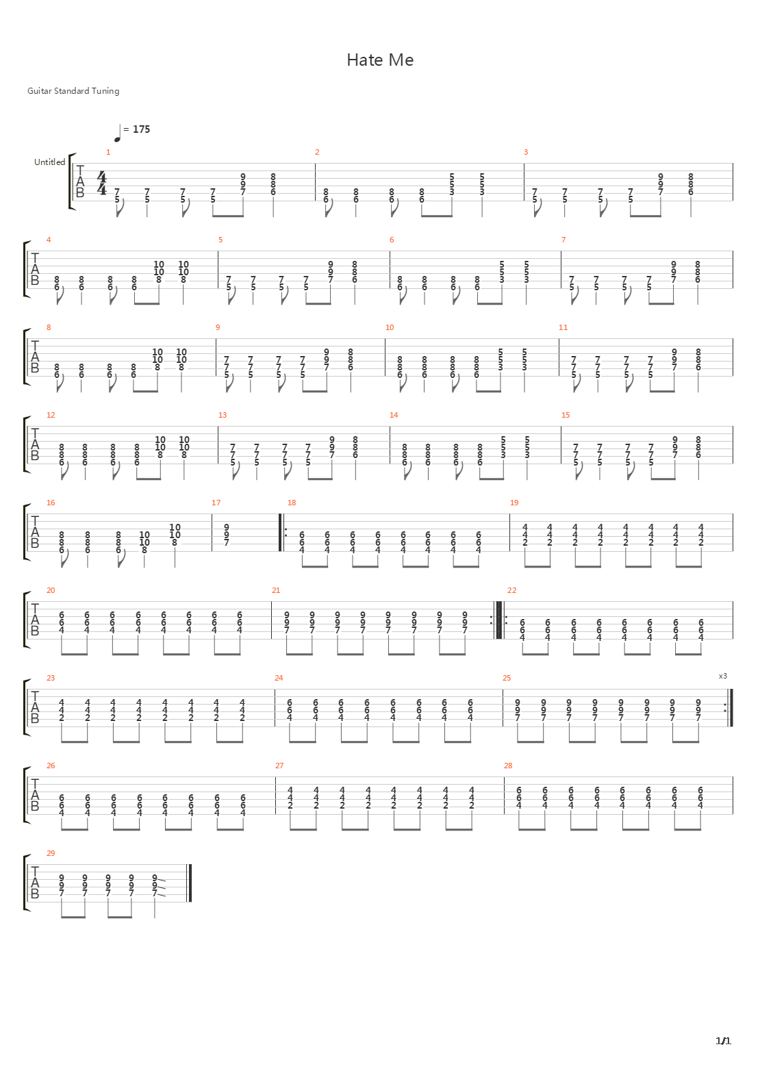 Hate Me吉他谱