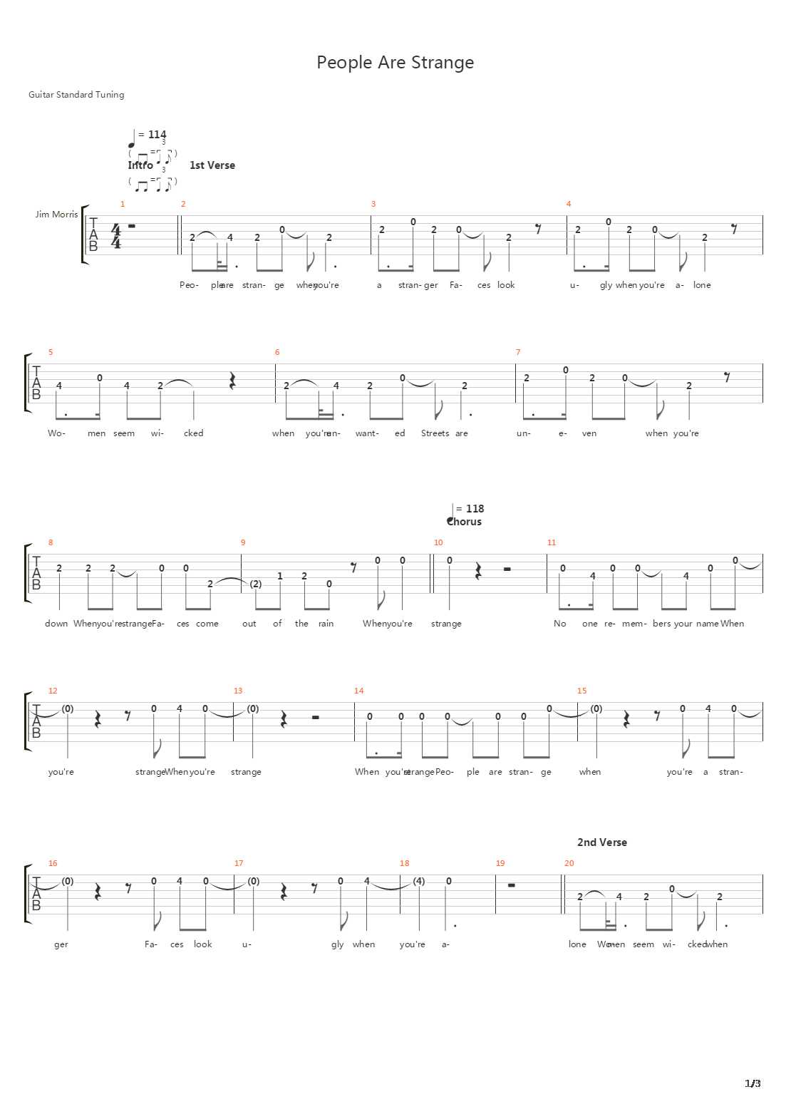 People Are Strange吉他谱