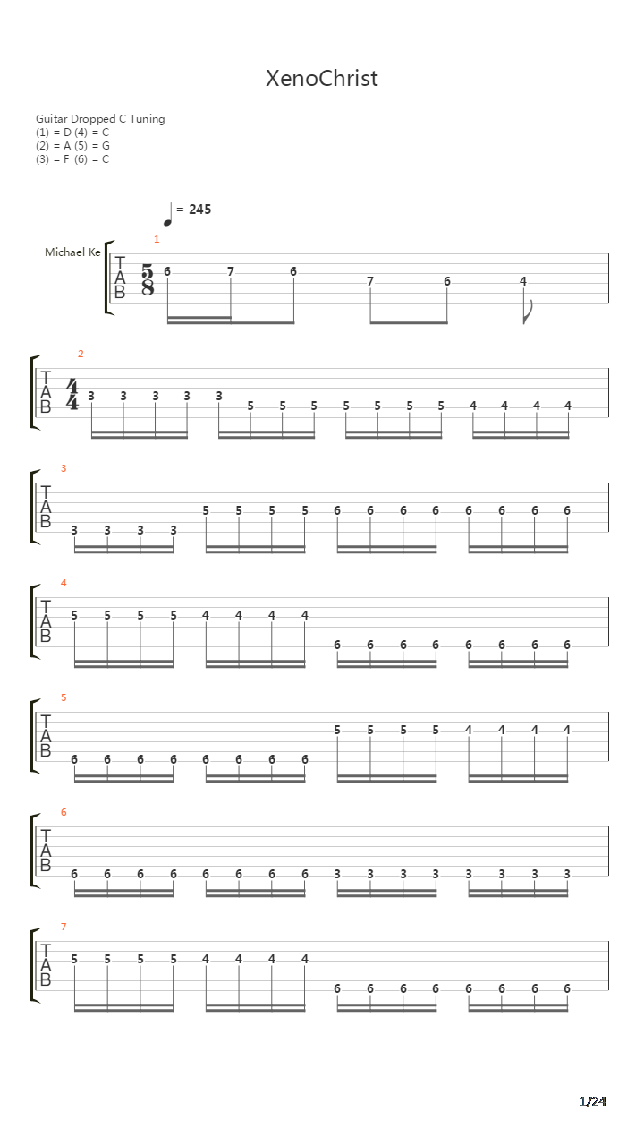 Xenochrist吉他谱