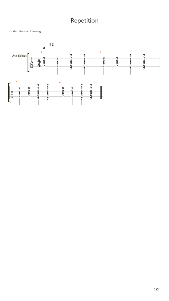 Repetition (IntroRiff)吉他谱