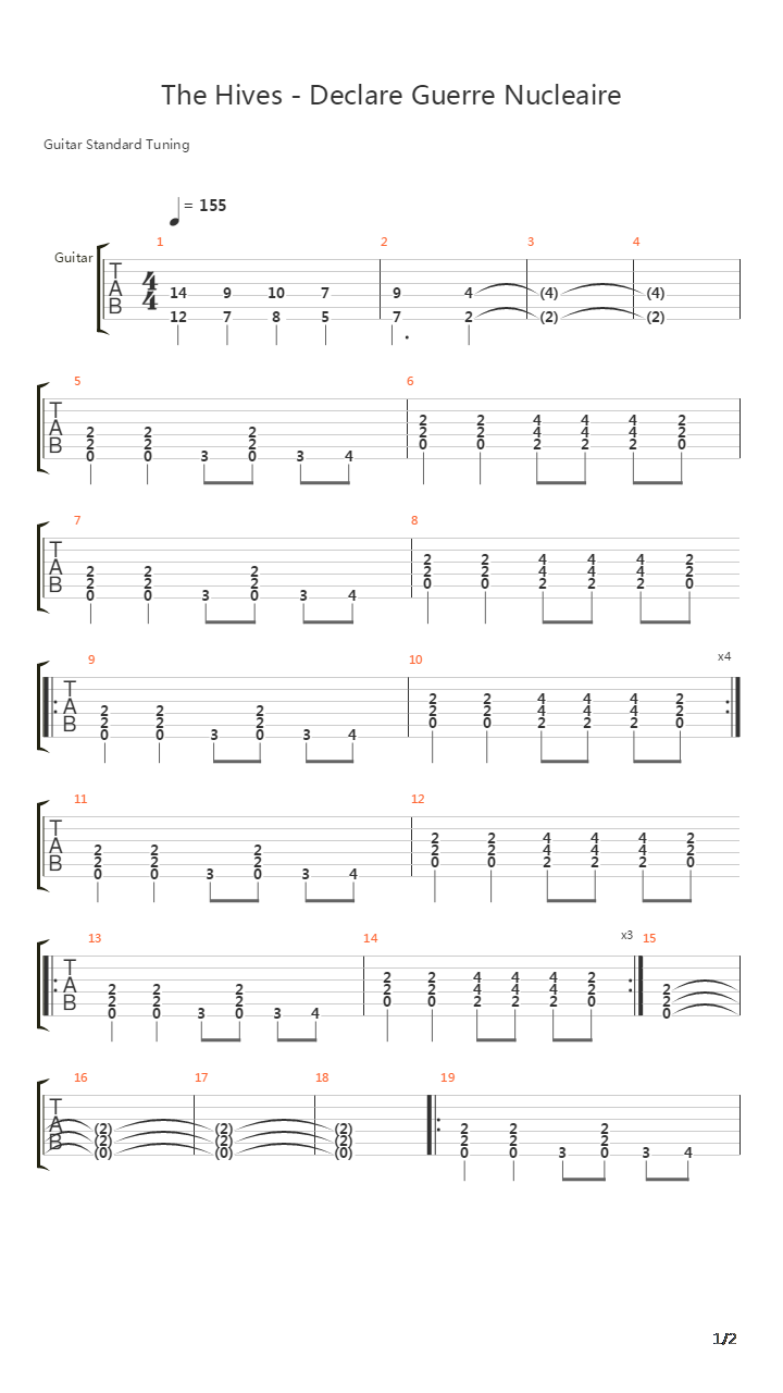 Declare Guerre Nucleaire吉他谱