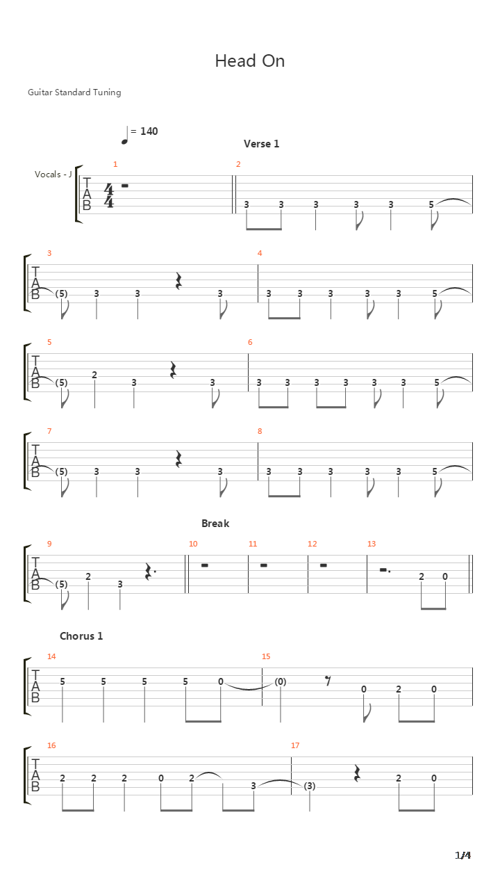 Head On吉他谱