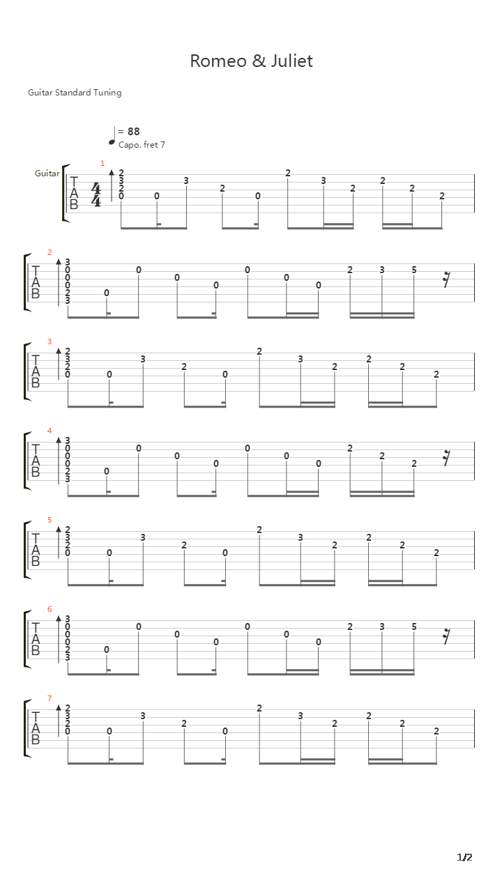 Romeo And Juliet吉他谱