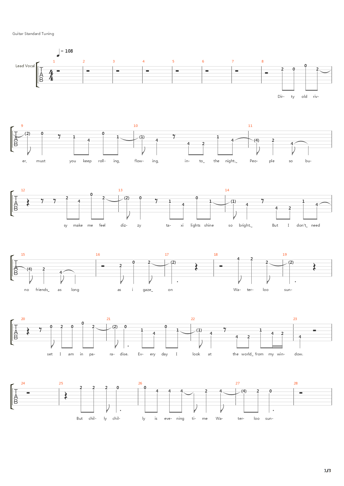 Waterloo Sunset吉他谱