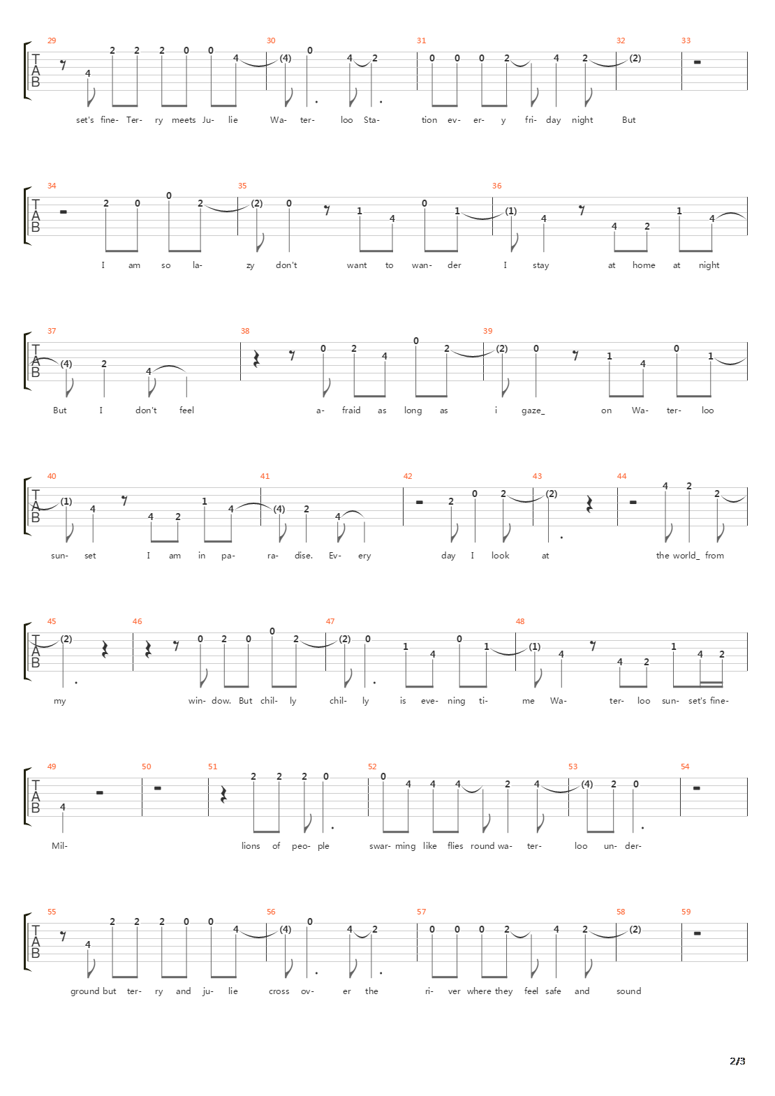 Waterloo Sunset吉他谱