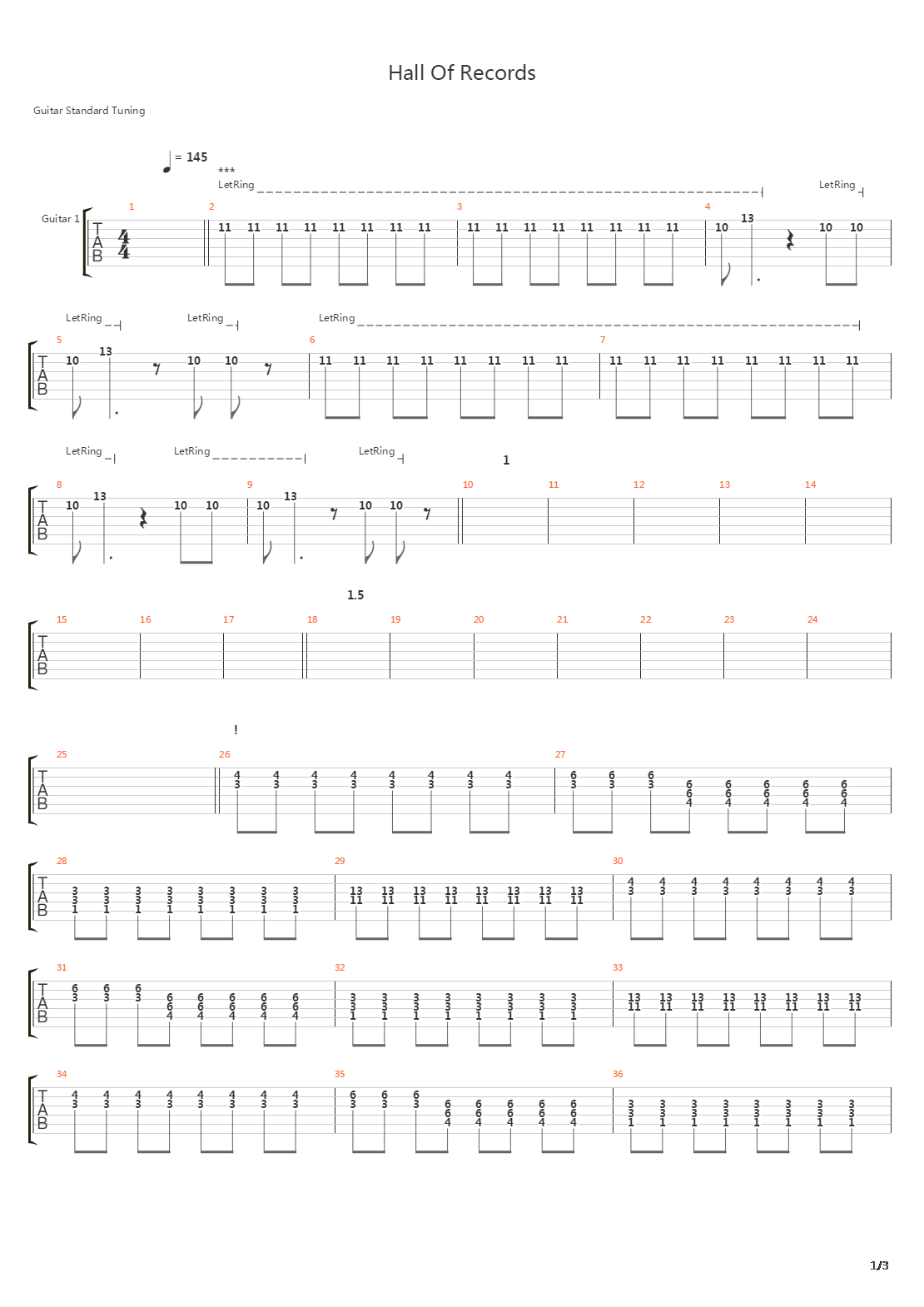 Hall Of Records吉他谱