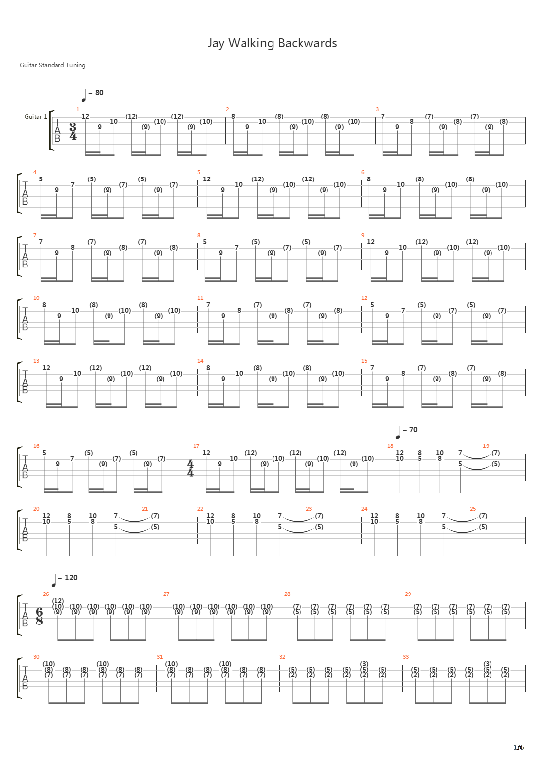 Jay Walking Backwards吉他谱