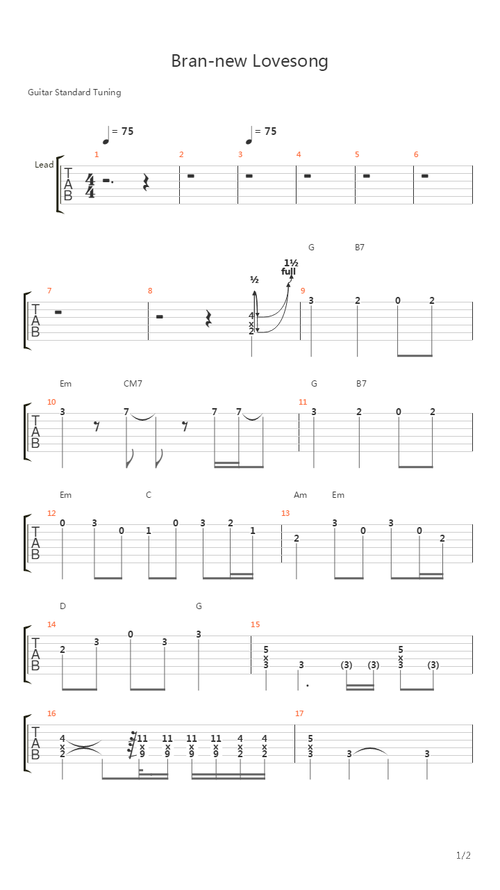 Bran-New Lovesong (Instrumental)吉他谱