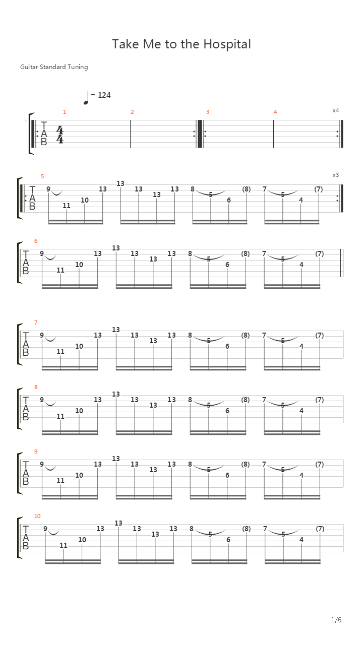 Take Me To The Hospital吉他谱