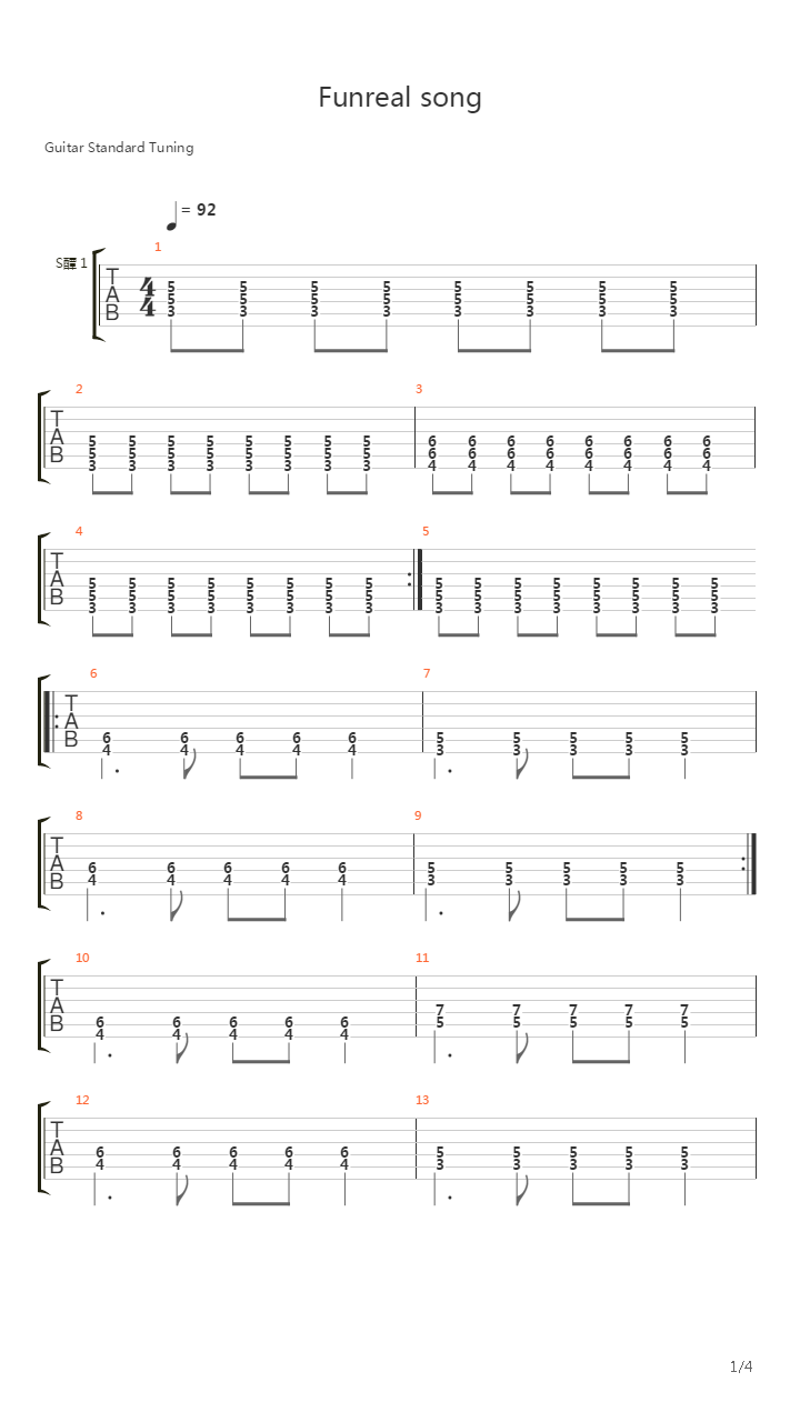 Funeral Song吉他谱