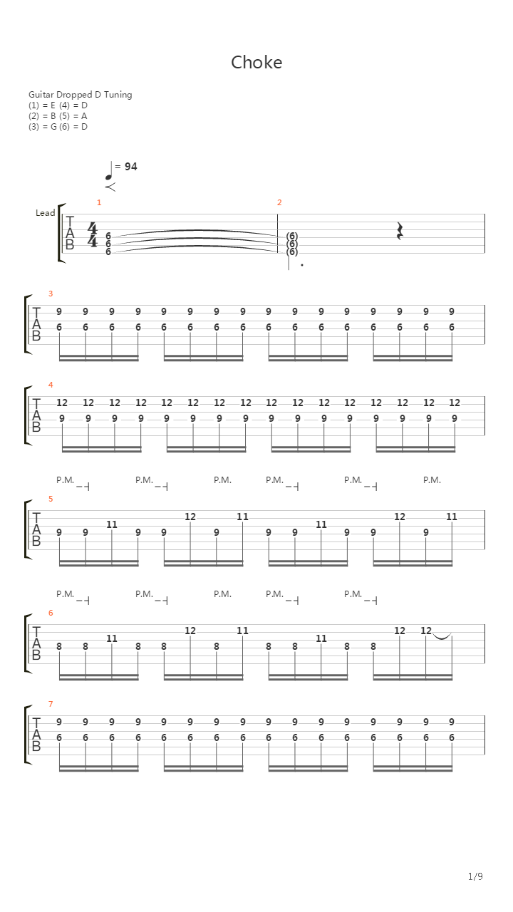 Choke吉他谱