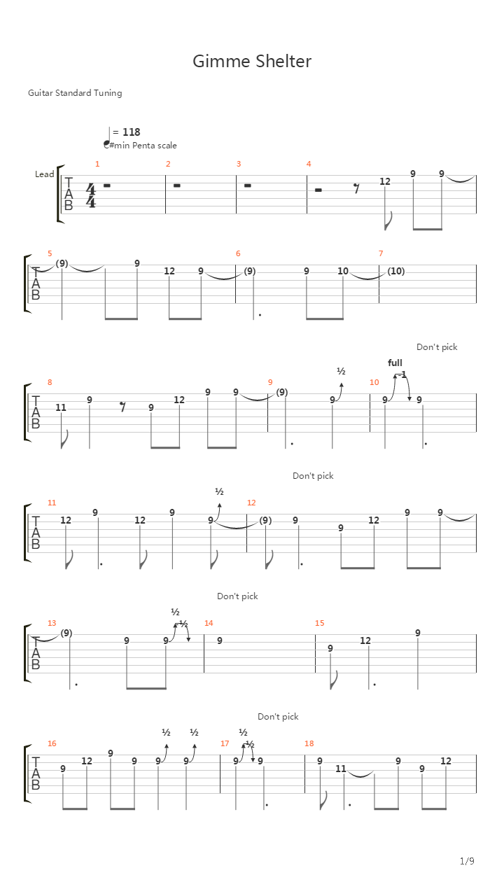 Gimme Shelter吉他谱