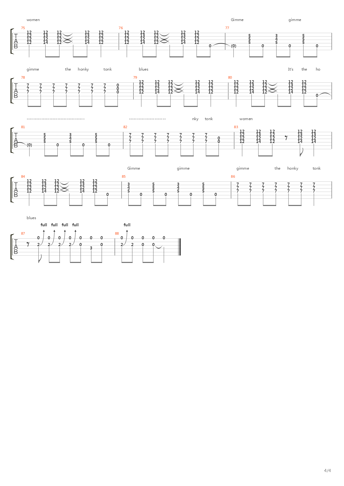 Honkey Tonk Women吉他谱
