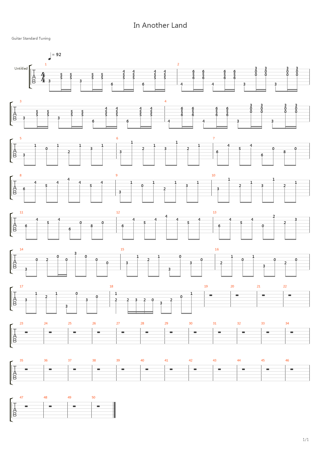 In Another Land吉他谱