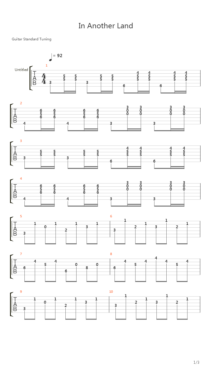 In Another Land吉他谱