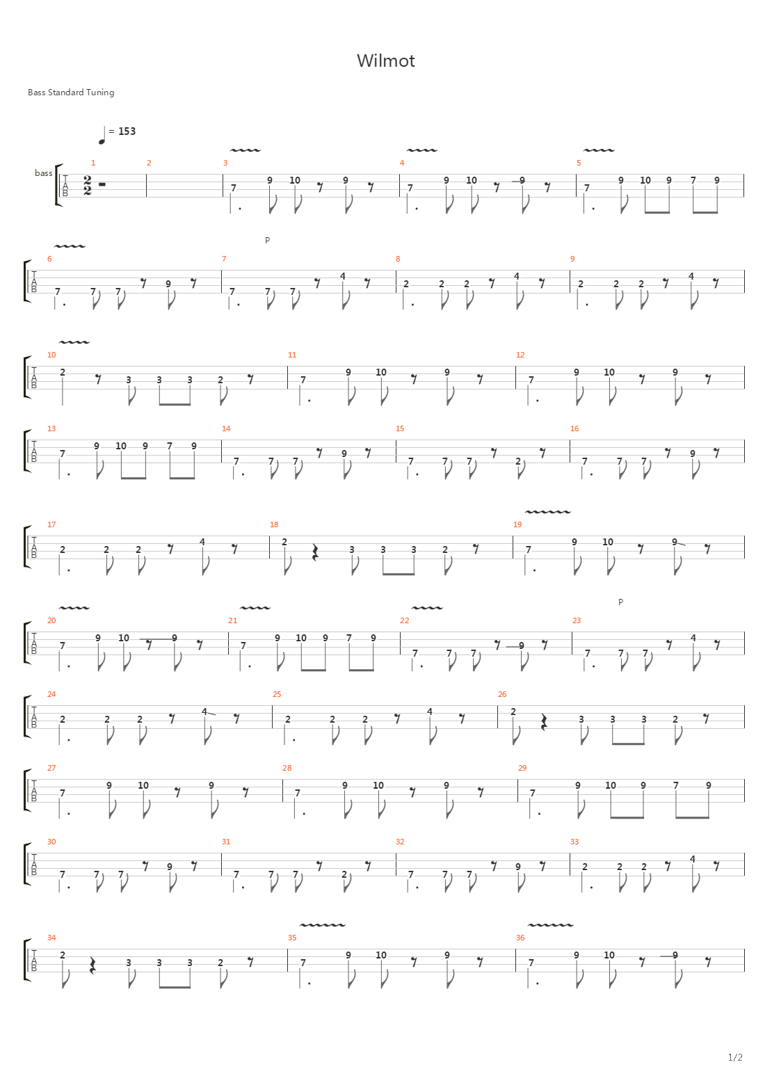 Wilmot吉他谱