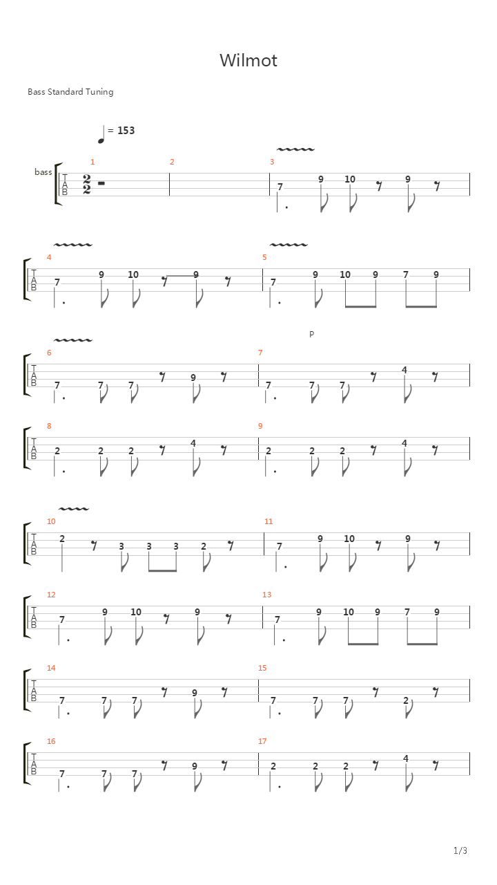 Wilmot吉他谱