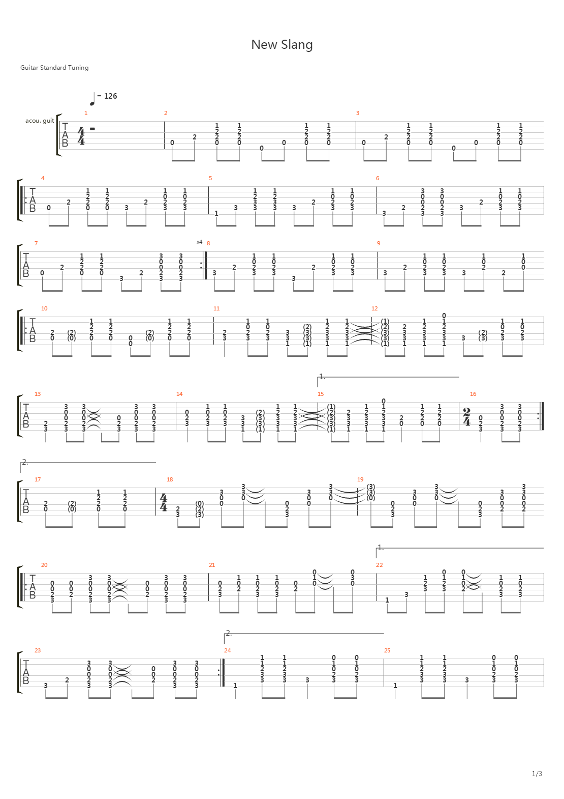New Slang吉他谱