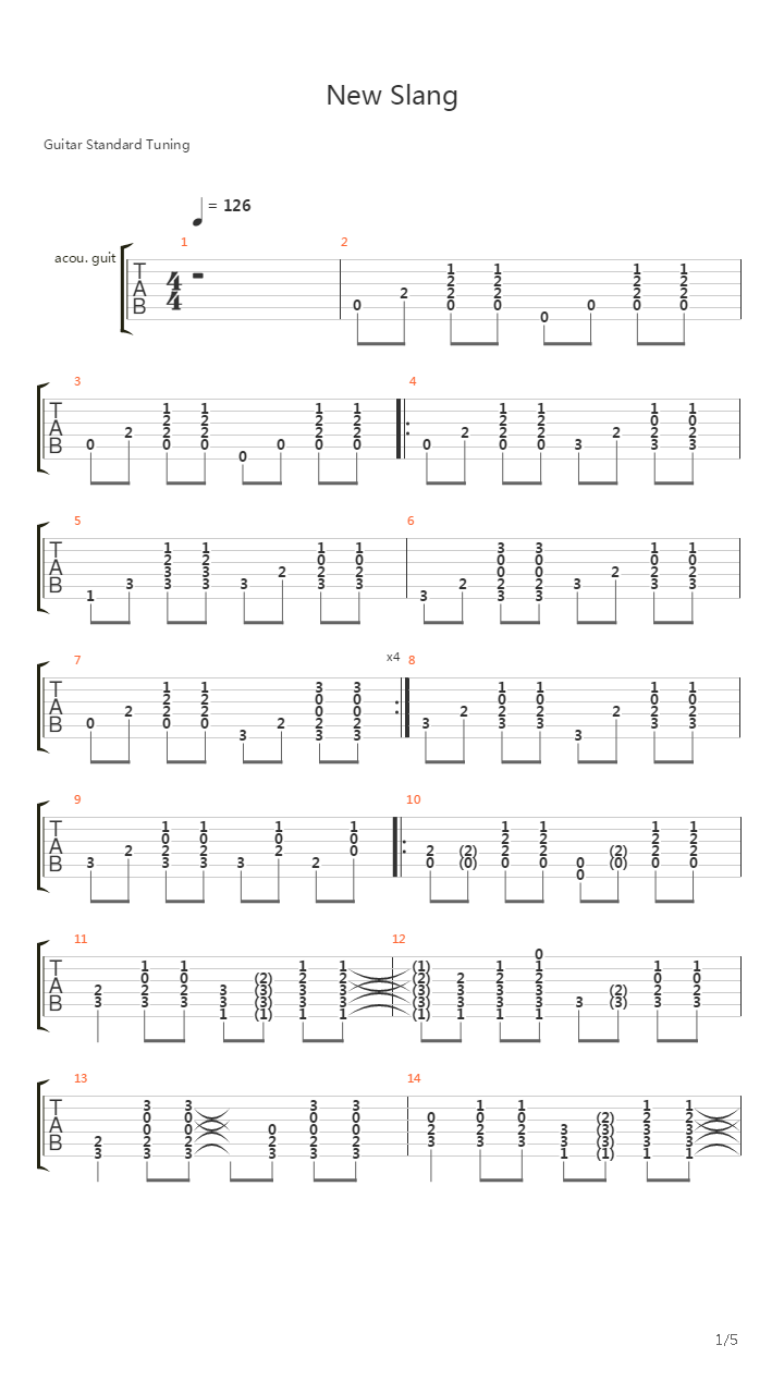 New Slang吉他谱