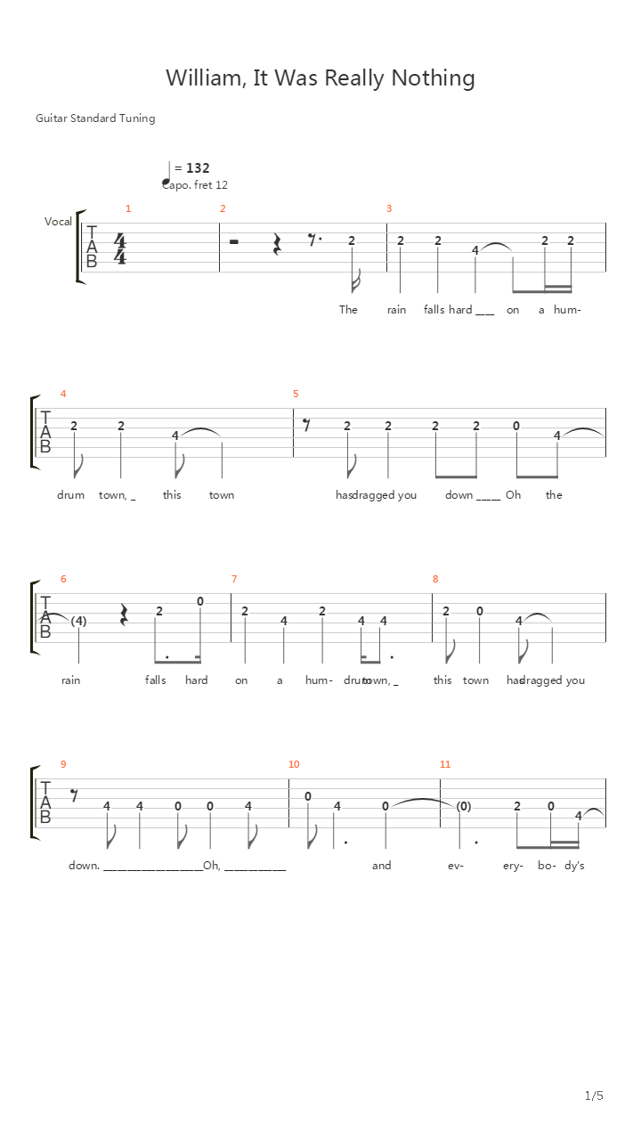 William, It Was Really Nothing吉他谱