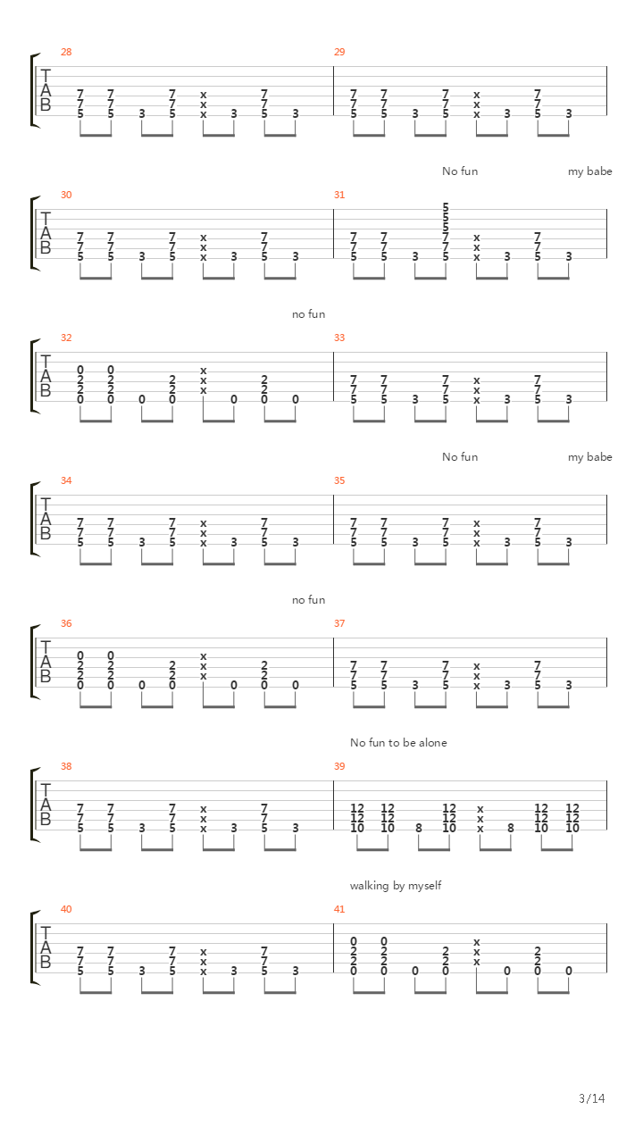 No Fun吉他谱