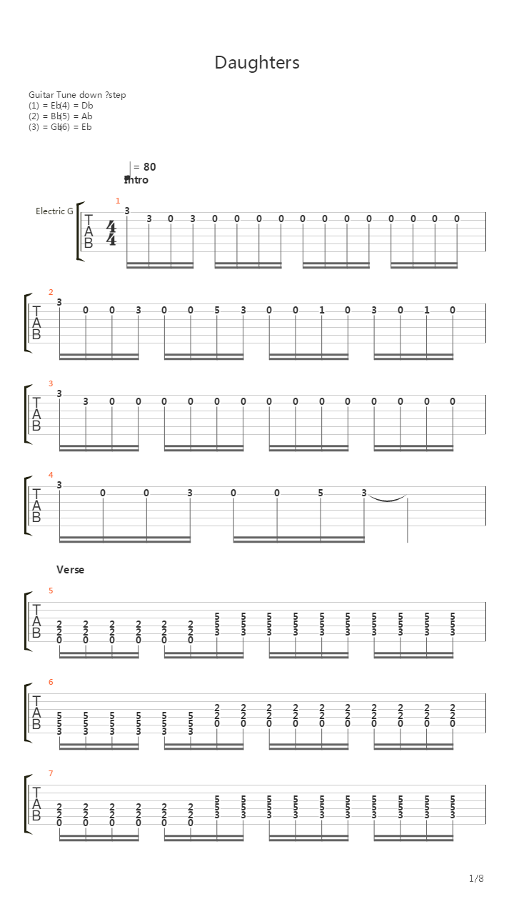 Daughters吉他谱