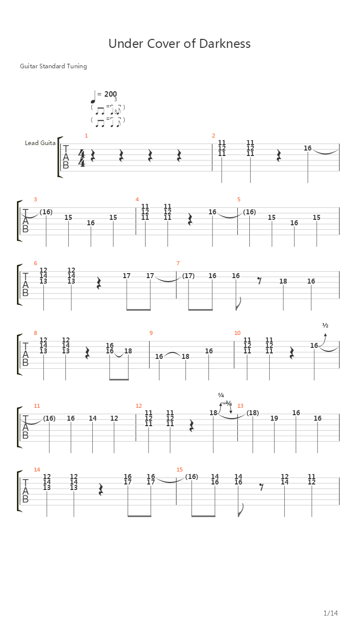 Under Cover Of Darkness (100% Correct)吉他谱