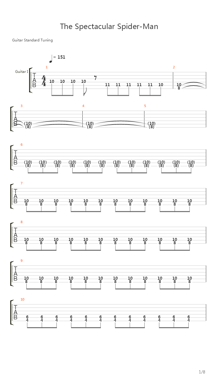 Spetacular Spiderman吉他谱