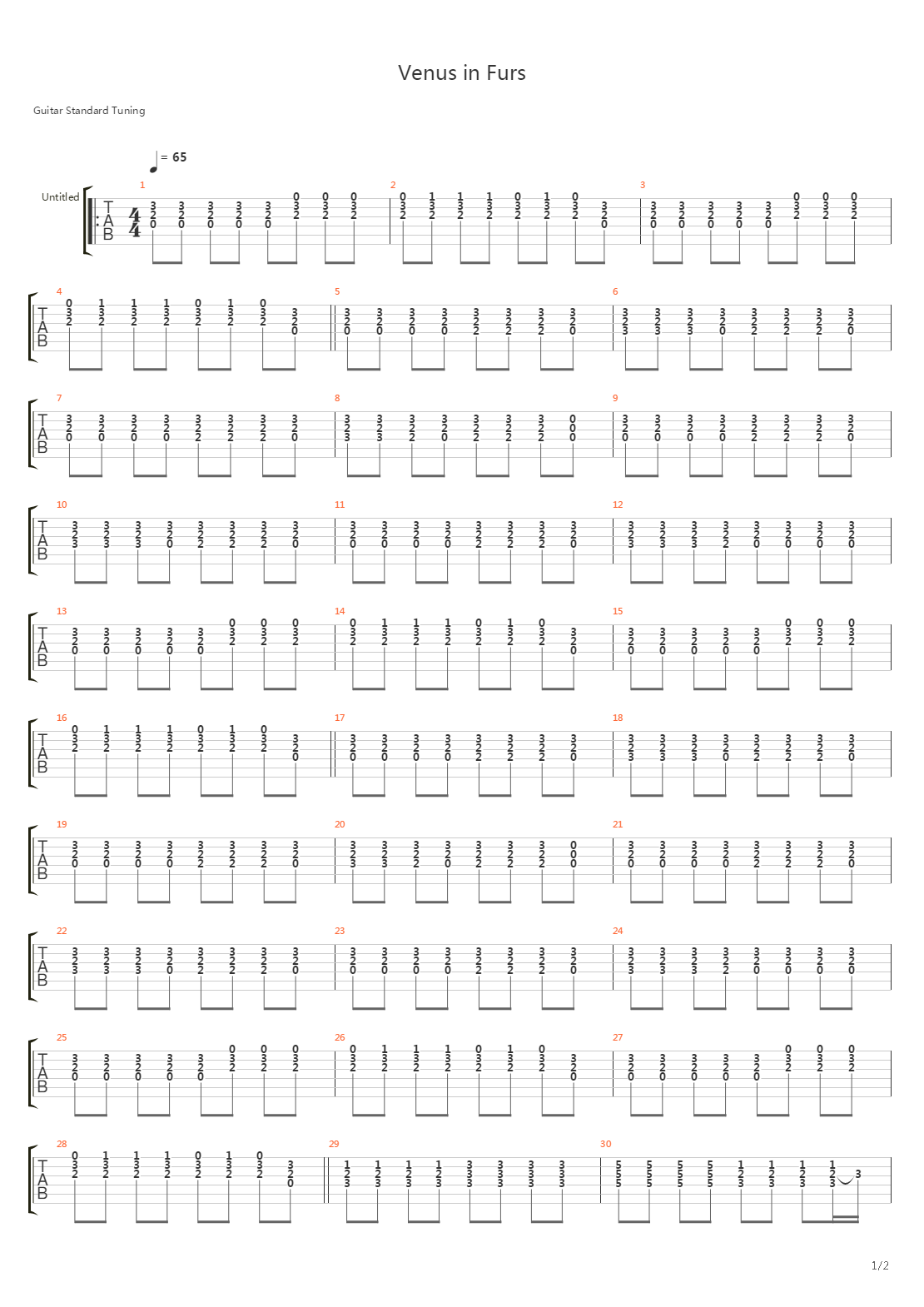 Venus In Furs吉他谱