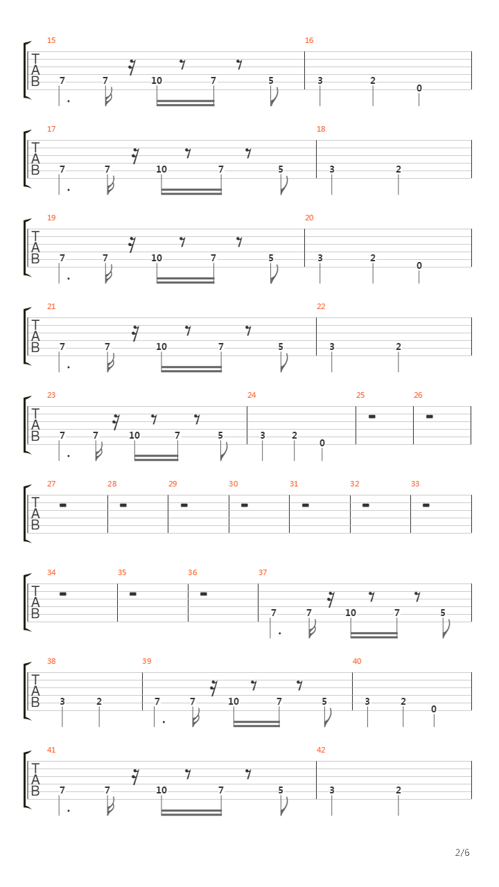 Seven Nation Army In Standard E Tuning吉他谱