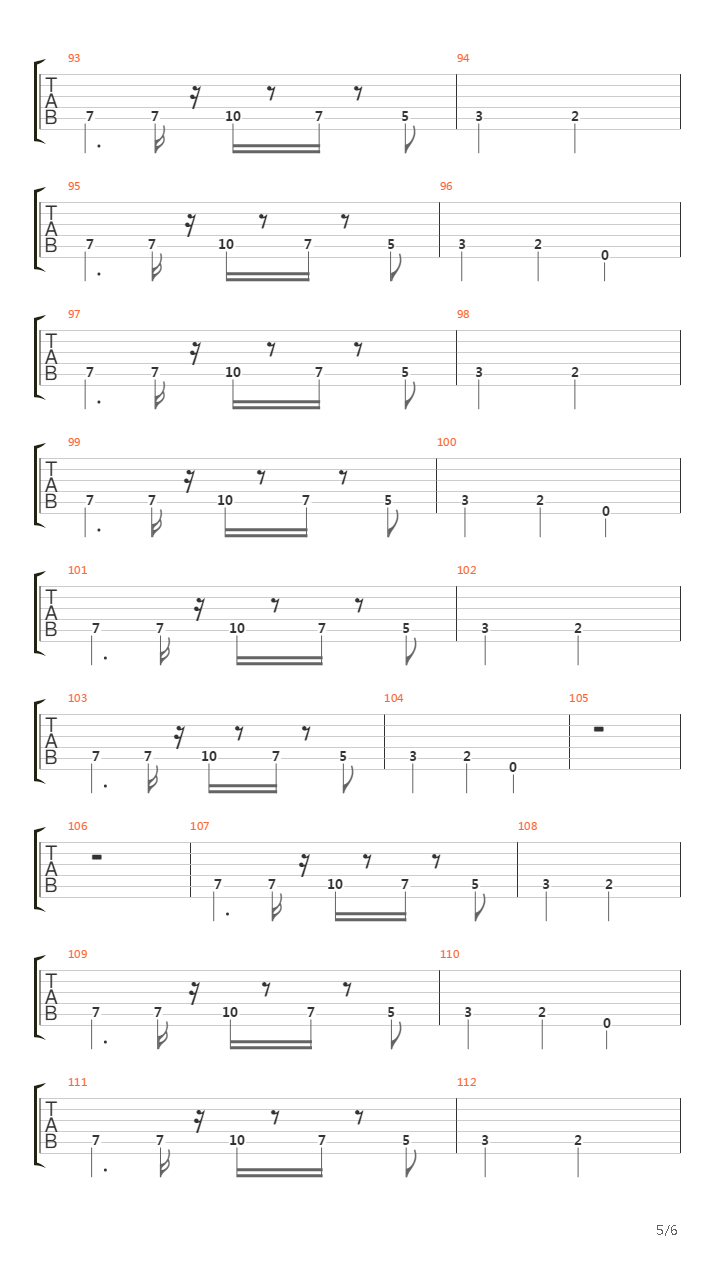 Seven Nation Army In Standard E Tuning吉他谱