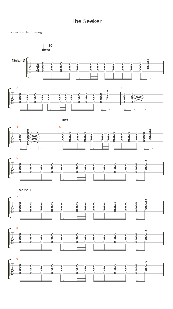 The Seeker吉他谱