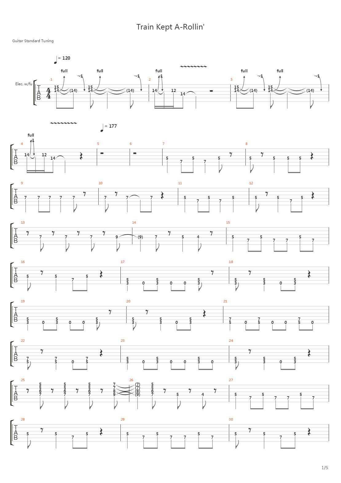 Train Kept A Rollin吉他谱