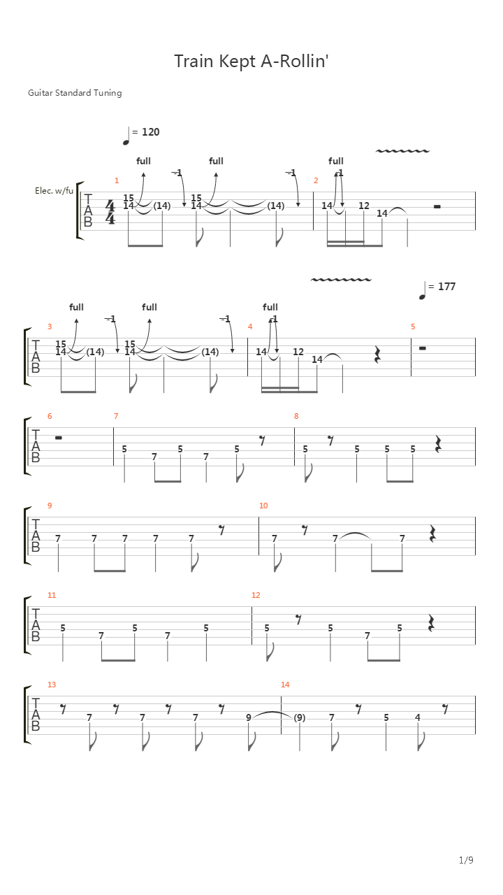 Train Kept A Rollin吉他谱