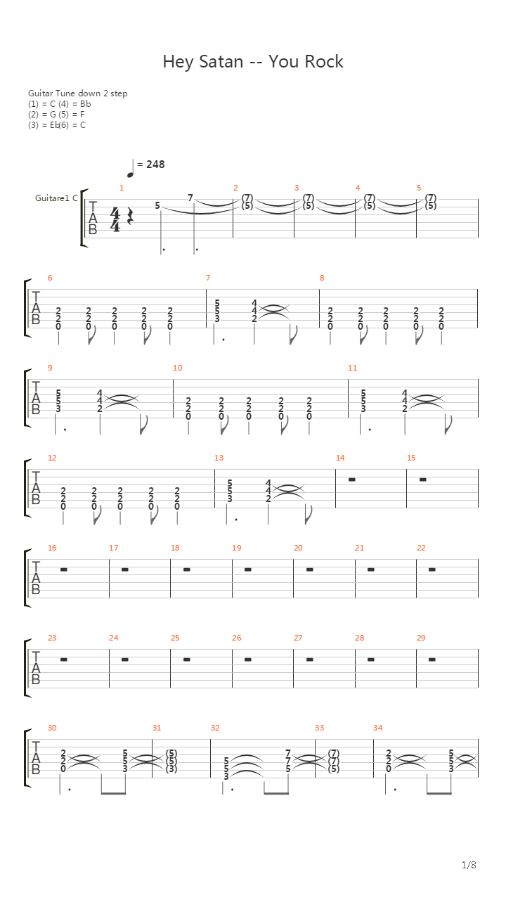 Hey Satan - You Rock吉他谱