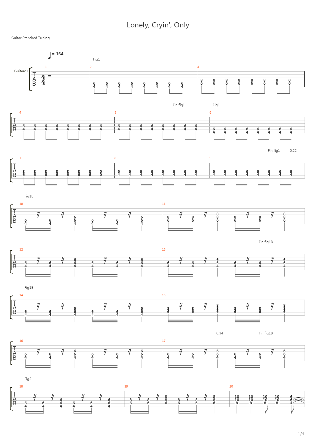 Lonely Cryin Only吉他谱