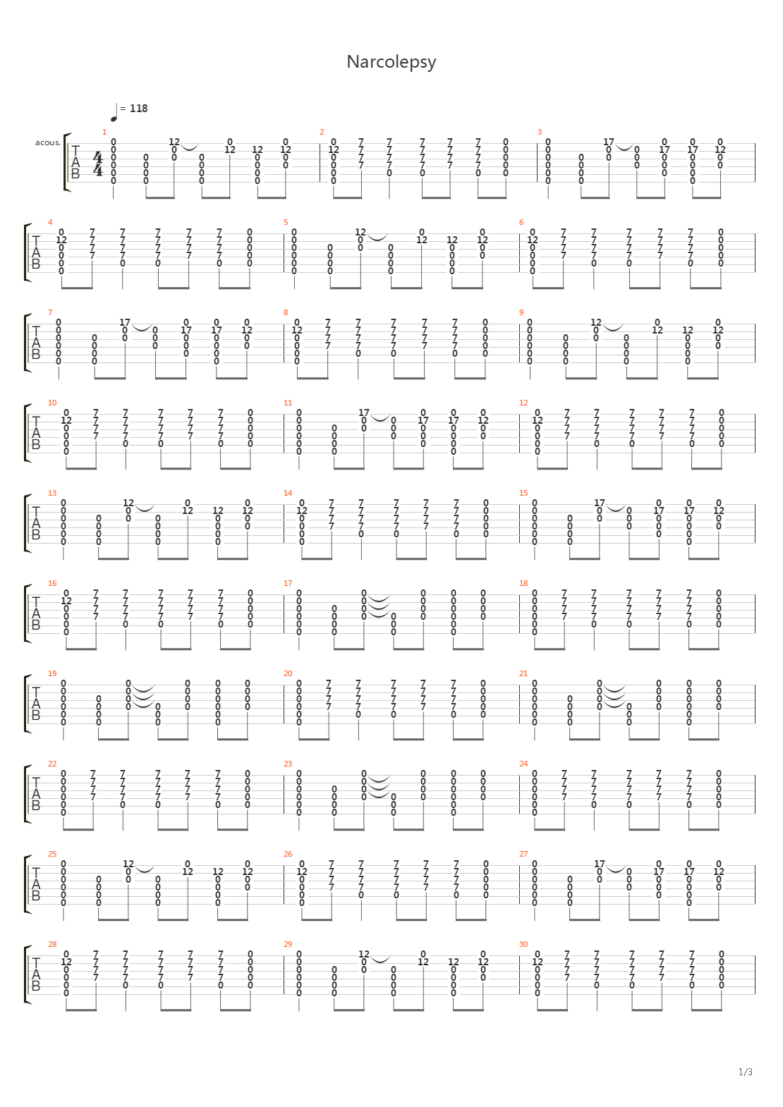 Narcolepsy吉他谱