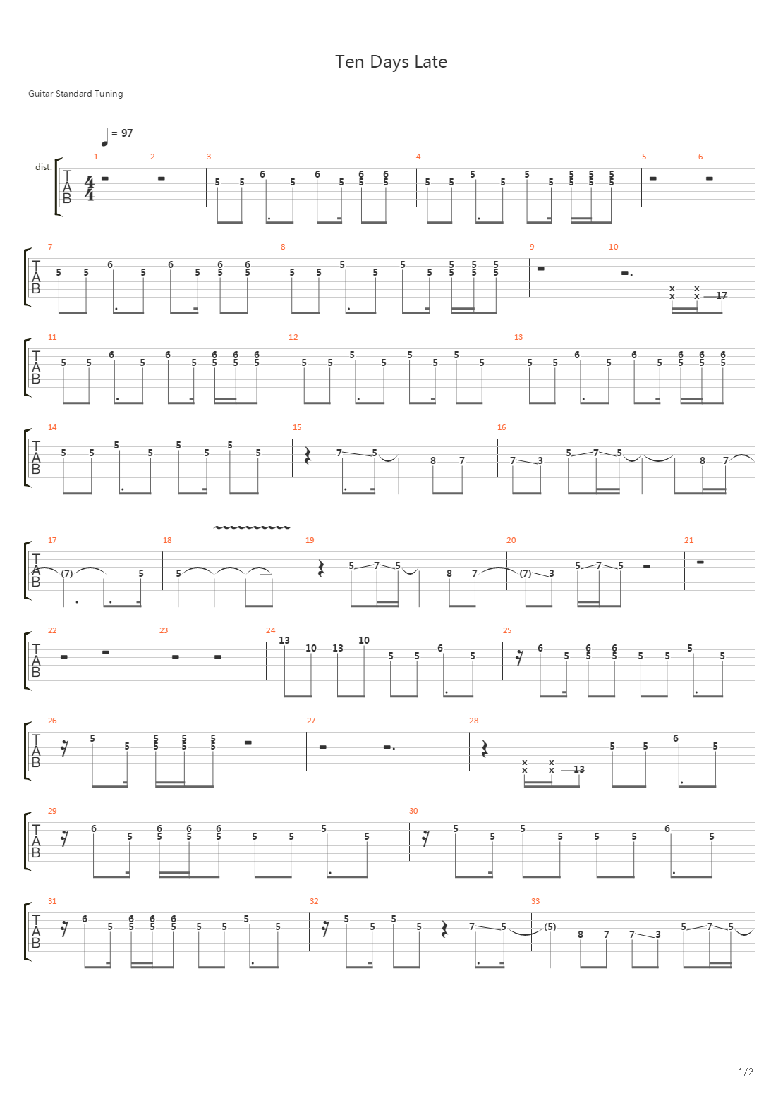 Ten Days Late吉他谱