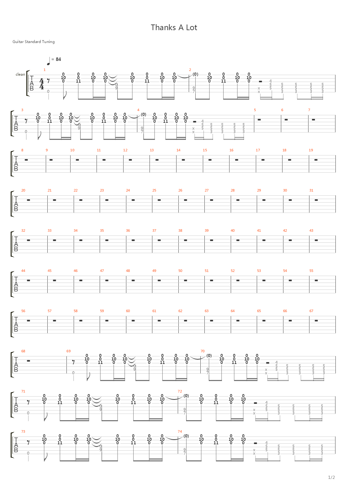 Thanks A Lot吉他谱