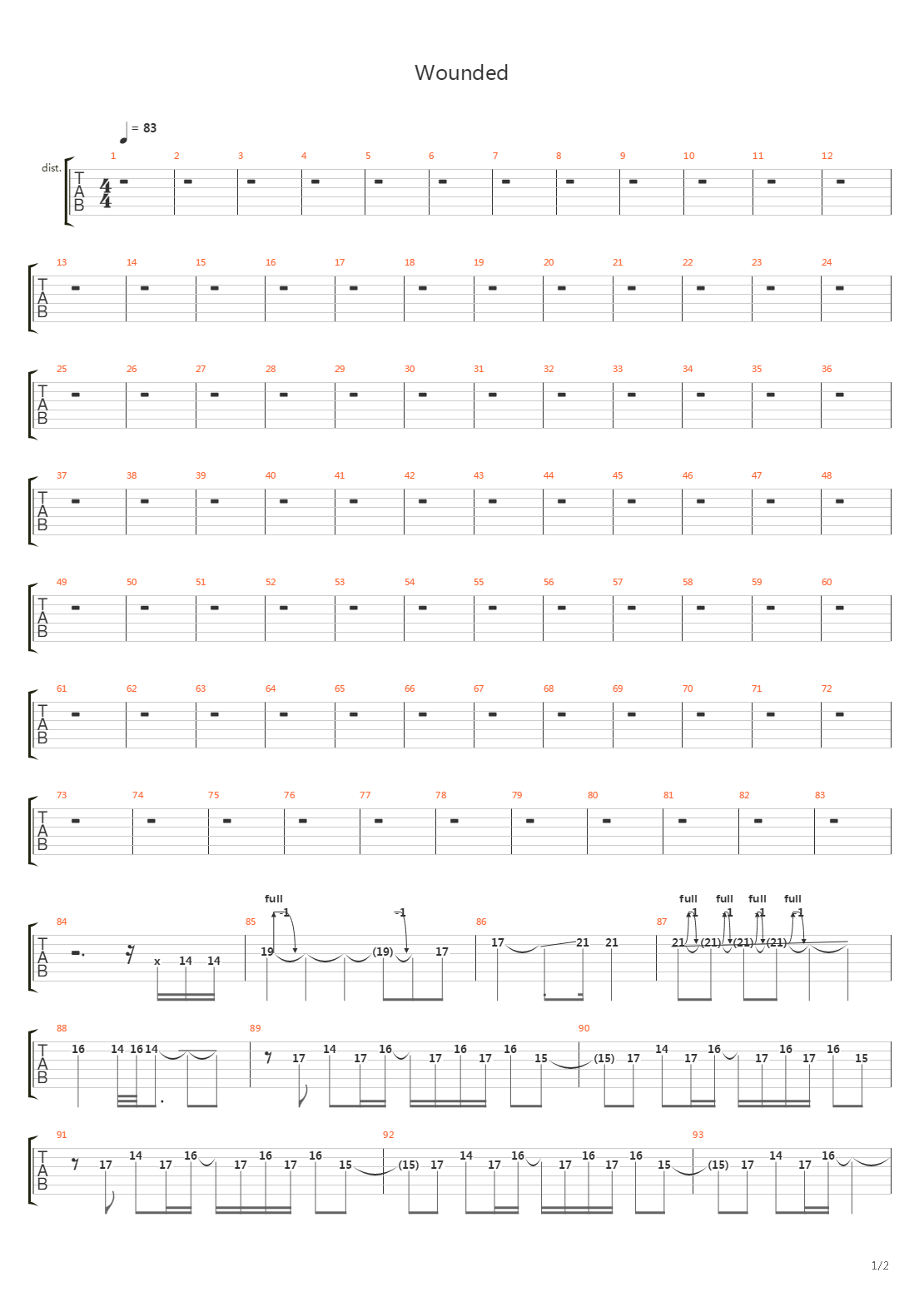 Wounded吉他谱
