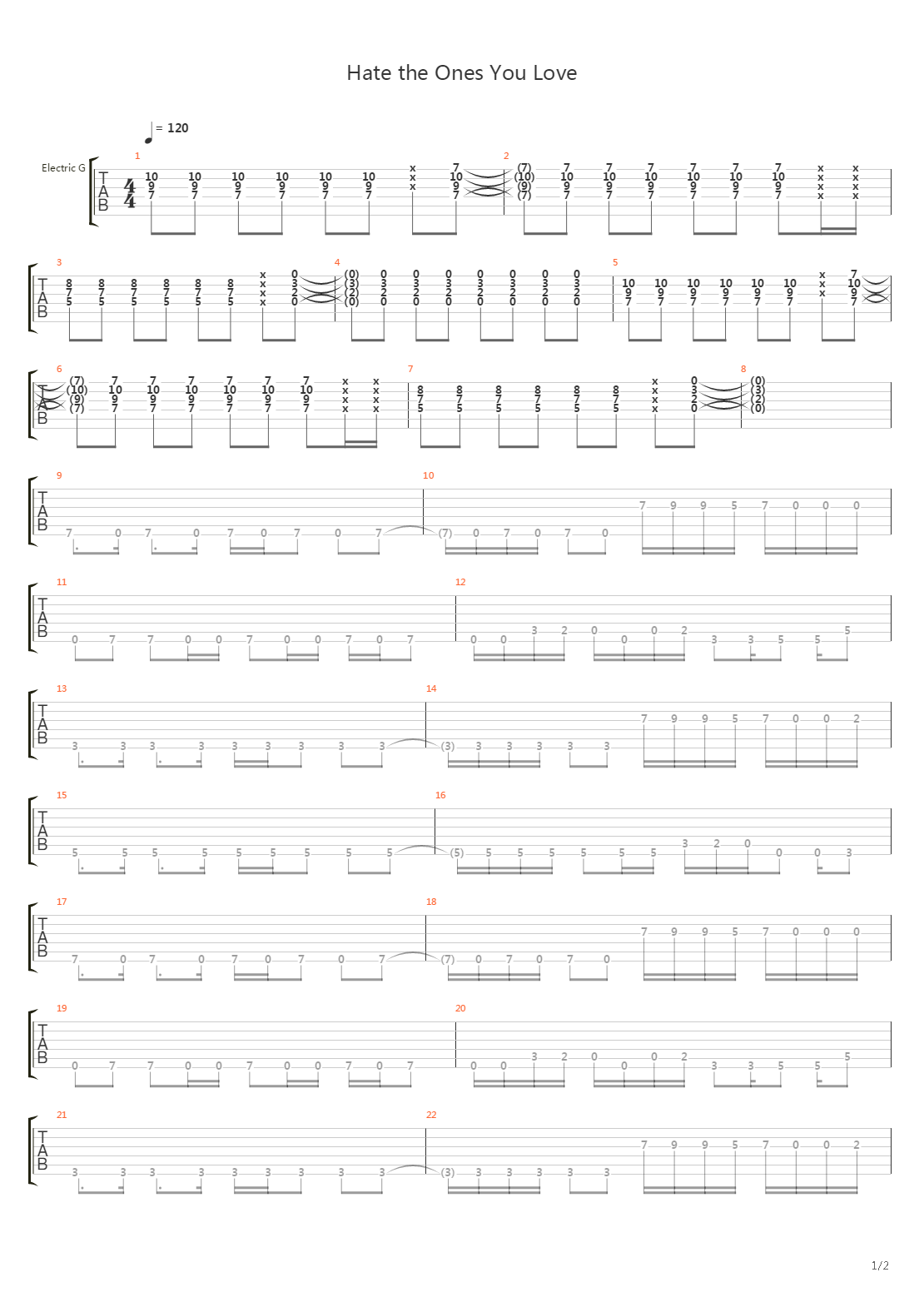 Hate The Ones You Love (Intro)吉他谱